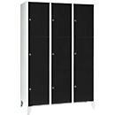 Armoire à casiers pour objets de valeur 400 mm, 3 compartiments, 9 casiers, serrure à cylindre de sécurité, pied, noir ébène