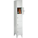 Armoire à casiers pour objets de valeur, avec tasseaux, nombre de casiers 5, largeur de 300 mm, serrure à cylindre de sécurité, gris clair