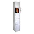 Armoire à casiers pour objets de valeur, sur socle, nombre de casiers 5, largeur de 300 mm, serrure à cylindre de sécurité, gris clair