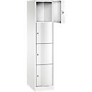 Armoire à casiers Resisto de C+P, 1 compartiment, 4 casiers, L 396 x P 540 x H 1950 mm, blanc trafic