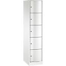 Armoire à casiers Resisto de C+P, 1 compartiment, 5 casiers, L 396 x P 540 x H 1950 mm, blanc trafic