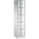 Armoire à casiers Resisto de C+P, 1 compartiment, 5 casiers, L 396 x P 540 x H 1950 mm, gris clair/vert clown