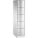 Armoire à casiers Resisto de C+P, 1 compartiment, 5 casiers, L 396 x P 640 x H 1950 mm, gris clair/vert clown