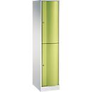 Armoire à casiers Resisto de C+P - 1 compartiment avec 2 casiers - l. 396 x P 540 x H 1950 mm - gris clair et vert clown