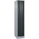 Armoire à casiers Resisto de C+P - 1 compartiment avec 2 casiers - l. 396 x P 640 x H 1950 mm – alu blanc et anthracite 7016