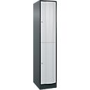 Armoire à casiers Resisto de C+P - 1 compartiment avec 2 casiers - l. 396 x P 640 x H 1950 mm – anthracite 7016 et gris clair RAL 7035