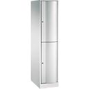 Armoire à casiers Resisto de C+P - 1 compartiment avec 2 casiers - l. 396 x P 640 x H 1950 mm – gris clair et gris clair RAL 7035