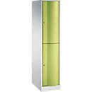 Armoire à casiers Resisto de C+P - 1 compartiment avec 2 casiers - l. 396 x P 640 x H 1950 mm - gris clair et vert clown