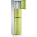 Armoire à casiers Resisto de C+P - 1 compartiment avec 4 casiers - l. 396 x P 540 x H 1950 mm - gris clair RAL 7035 et vert clown