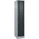 Armoire à casiers Resisto de C+P - 1 compartiment avec 4 casiers - l. 396 x P 640 x H 1950 mm - alu blanc RAL 9006 et anthracite RAL 7016
