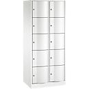 Armoire à casiers Resisto de C+P, 2 compartiments, 10 casiers, L 772 x P 540 x H 1950 mm, blanc trafic