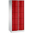Armoire à casiers Resisto de C+P, 2 compartiments, 10 casiers, L 772 x P 540 x H 1950 mm, gris clair/bleu gentiane