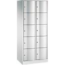 Armoire à casiers Resisto de C+P, 2 compartiments, 10 casiers, L 772 x P 540 x H 1950 mm, gris clair/vert clown