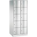 Armoire à casiers Resisto de C+P, 2 compartiments, 10 casiers, L 772 x P 640 x H 1950 mm, gris clair/rouge rubis