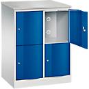 Armoire à casiers Resisto de C+P, 2 compartiments, 4 casiers, L 772 x P 540 x H 1077 mm, gris clair/bleu gentiane