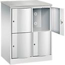 Armoire à casiers Resisto de C+P, 2 compartiments, 4 casiers, L 772 x P 540 x H 1077 mm, gris clair