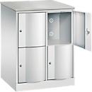 Armoire à casiers Resisto de C+P, 2 compartiments, 4 casiers, L 772 x P 640 x H 1077 mm, gris clair