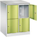 Armoire à casiers Resisto de C+P, 2 compartiments, 4 casiers, L 772 x P 640 x H 1077 mm, gris clair/vert clown