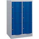 Armoire à casiers Resisto de C+P, 2 compartiments, 6 casiers, L 772 x P 640 x H 1255 mm, alu blanc/bleu gentiane