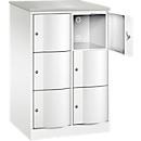Armoire à casiers Resisto de C+P, 2 compartiments, 6 casiers, L 772 x P 640 x H 1255 mm, blanc trafic