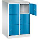 Armoire à casiers Resisto de C+P, 2 compartiments, 6 casiers, L 772 x P 640 x H 1255 mm, gris clair/bleu clair