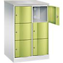 Armoire à casiers Resisto de C+P, 2 compartiments, 6 casiers, L 772 x P 640 x H 1255 mm, gris clair/vert clown