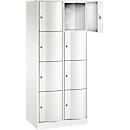 Armoire à casiers Resisto de C+P, 2 compartiments, 8 casiers, L 772 x P 540 x H 1950 mm, blanc trafic