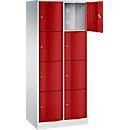 Armoire à casiers Resisto de C+P, 2 compartiments, 8 casiers, L 772 x P 540 x H 1950 mm, gris clair/bleu gentiane