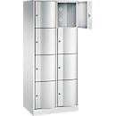 Armoire à casiers Resisto de C+P, 2 compartiments, 8 casiers, L 772 x P 540 x H 1950 mm, gris clair/rouge rubis