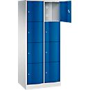 Armoire à casiers Resisto de C+P, 2 compartiments, 8 casiers, L 772 x P 540 x H 1950 mm, gris clair/vert clown