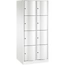 Armoire à casiers Resisto de C+P, 2 compartiments, 8 casiers, L 772 x P 640 x H 1950 mm, blanc trafic