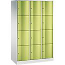 Armoire à casiers Resisto de C+P, 3 compartiments, 12 casiers, L 1148 x P 540 x H 1950 mm, gris clair