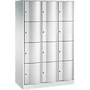 Armoire à casiers Resisto de C+P, 3 compartiments, 12 casiers, L 1148 x P 540 x H 1950 mm, gris clair/rouge rubis