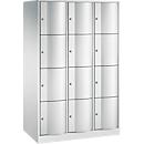 Armoire à casiers Resisto de C+P, 3 compartiments, 12 casiers, L 1148 x P 640 x H 1950 mm, gris clair/rouge rubis