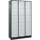 Armoire à casiers Resisto de C+P, 3 compartiments, 15 casiers, L 1148 x P 540 x H 1950 mm, gris anthracite/gris clair