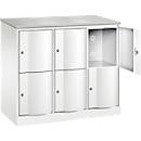 Armoire à casiers Resisto de C+P, 3 compartiments, 6 casiers, L 1148 x P 540 x H 1077 mm, blanc trafic