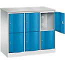 Armoire à casiers Resisto de C+P, 3 compartiments, 6 casiers, L 1148 x P 540 x H 1077 mm, gris clair/bleu clair