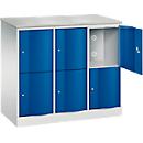 Armoire à casiers Resisto de C+P, 3 compartiments, 6 casiers, L 1148 x P 540 x H 1077 mm, gris clair/bleu gentiane