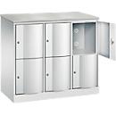 Armoire à casiers Resisto de C+P, 3 compartiments, 6 casiers, L 1148 x P 540 x H 1077 mm, gris clair