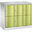 Armoire à casiers Resisto de C+P, 3 compartiments, 6 casiers, L 1148 x P 540 x H 1077 mm, gris clair/rouge rubis