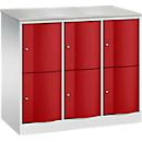 Armoire à casiers Resisto de C+P, 3 compartiments, 6 casiers, L 1148 x P 540 x H 1077 mm, gris clair/vert clown