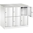 Armoire à casiers Resisto de C+P, 3 compartiments, 6 casiers, L 1148 x P 640 x H 1077 mm, blanc trafic
