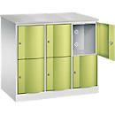 Armoire à casiers Resisto de C+P, 3 compartiments, 6 casiers, L 1148 x P 640 x H 1077 mm, gris clair/bleu clair