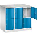 Armoire à casiers Resisto de C+P, 3 compartiments, 6 casiers, L 1148 x P 640 x H 1077 mm, gris clair/bleu gentiane