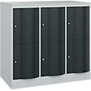 Armoire à casiers Resisto de C+P, 3 compartiments, 6 casiers, L 1148 x P 640 x H 1077 mm, gris clair/gris anthracite