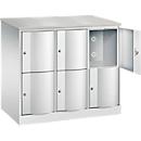 Armoire à casiers Resisto de C+P, 3 compartiments, 6 casiers, L 1148 x P 640 x H 1077 mm, gris clair