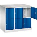 Armoire à casiers Resisto de C+P, 3 compartiments, 6 casiers, L 1148 x P 640 x H 1077 mm, gris clair/rouge rubis