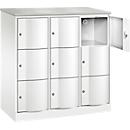Armoire à casiers Resisto de C+P, 3 compartiments, 9 casiers, L 1148 x P 540 x H 1255 mm, gris clair