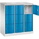 Armoire à casiers Resisto de C+P, 3 compartiments, 9 casiers, L 1148 x P 540 x H 1255 mm, gris clair/vert clown