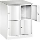 Armoire à casiers verrouillables Resisto de C+P, 2 compartiments, 4 casiers, L 772 x P 640 x H 1077 mm, blanc trafic
